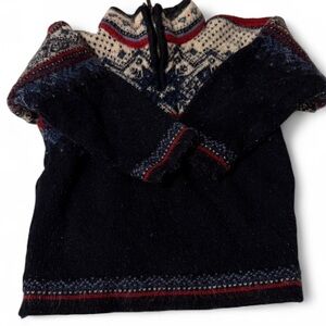 Kids Dale of Norway Pullover 3/4 Zip Heavy 100% Vail Sweater Navy 8